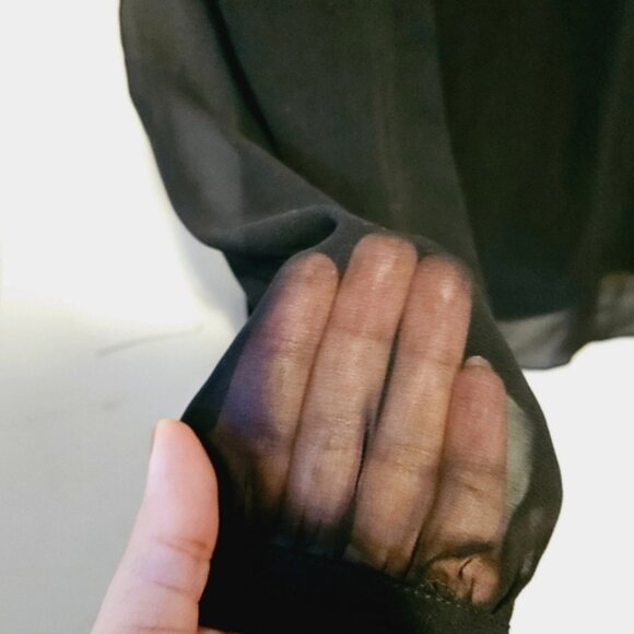3/$13 | Sheer BlackRomantic Long Sleeve Peasant Bohemian Goth Witchy Blouse - Picture 3 of 9